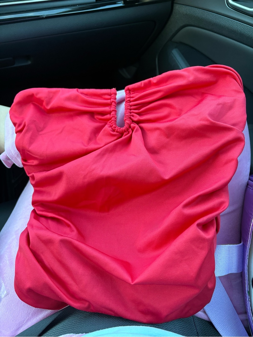 Red Strapless Swim Top